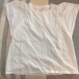 LOFT white eyelet lace tee